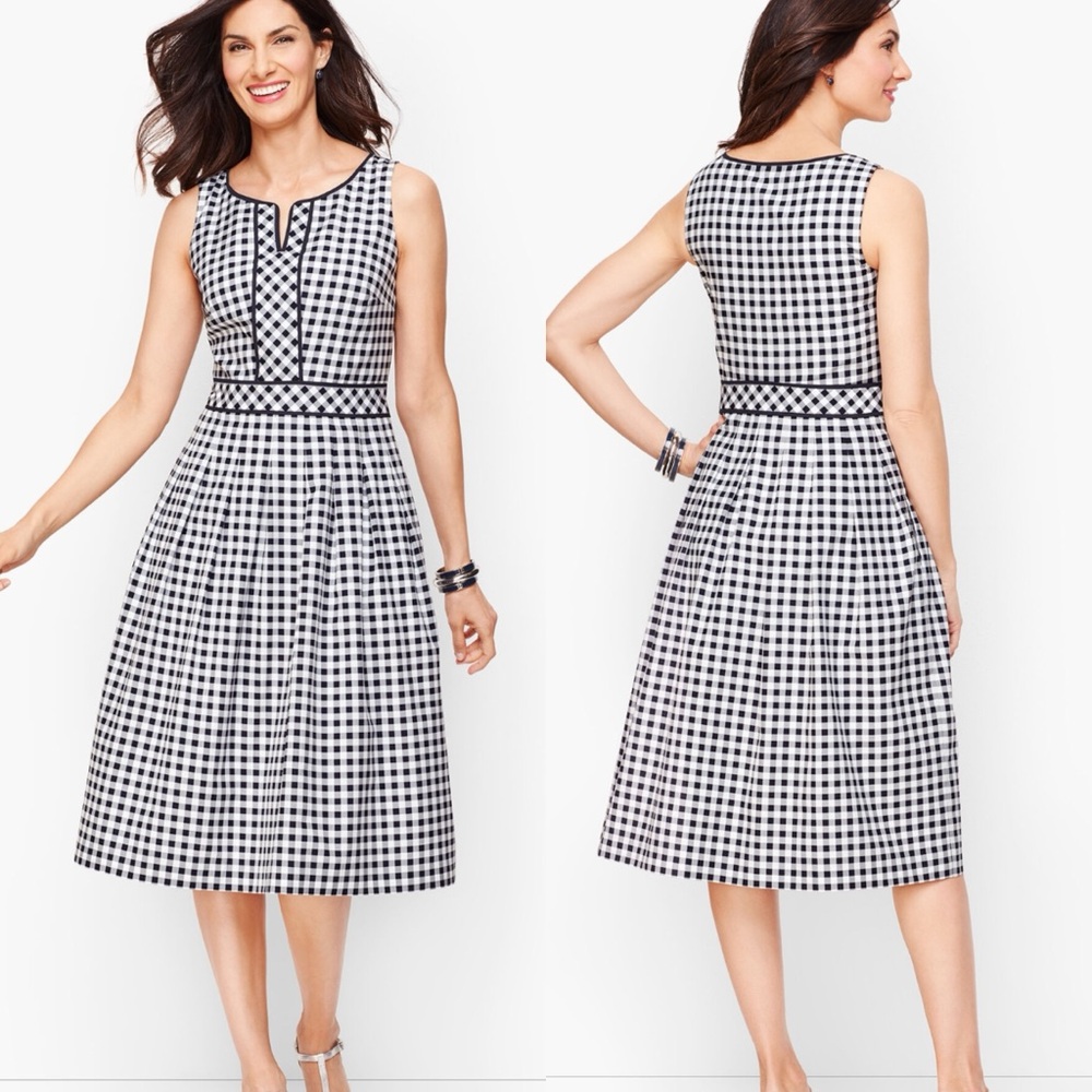 Talbots Gingham Check Fit And Flare Dress
